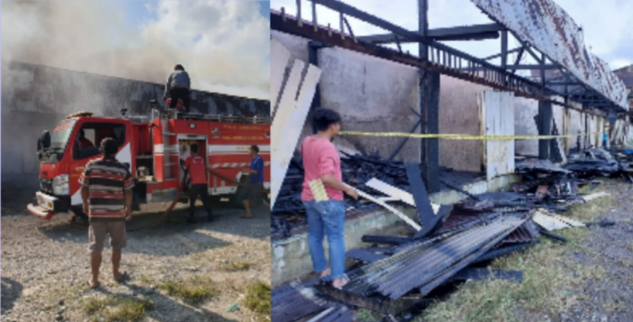 Di Pasar Pangaribuan, 16 Unit Kios Terbakar