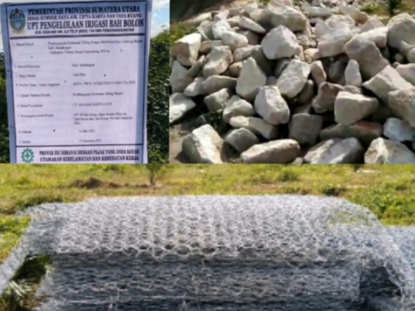 Proyek Pokir Anggota DPRD SU Pembangunan Perkuatan Tebing Sungai Bah Bolon Gunung Malela Gunakan Batu Cadas Muda