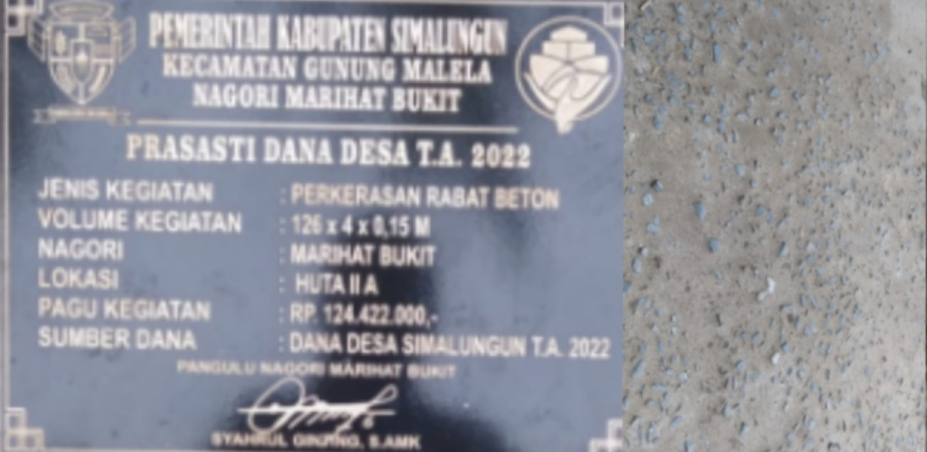 Beberapa Bulan Usai Dikerjakan, Jalan Rabat Beton di Nagori Marihat Bukit Bernilai 124 Juta \'Rusak\'