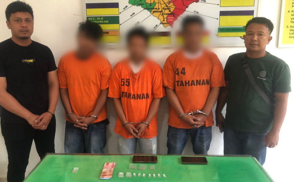 Tiga Pemilik Sabu Ditangkap Unit Reskrim Polsek Perdagangan, 3 Gram Sabu Disita