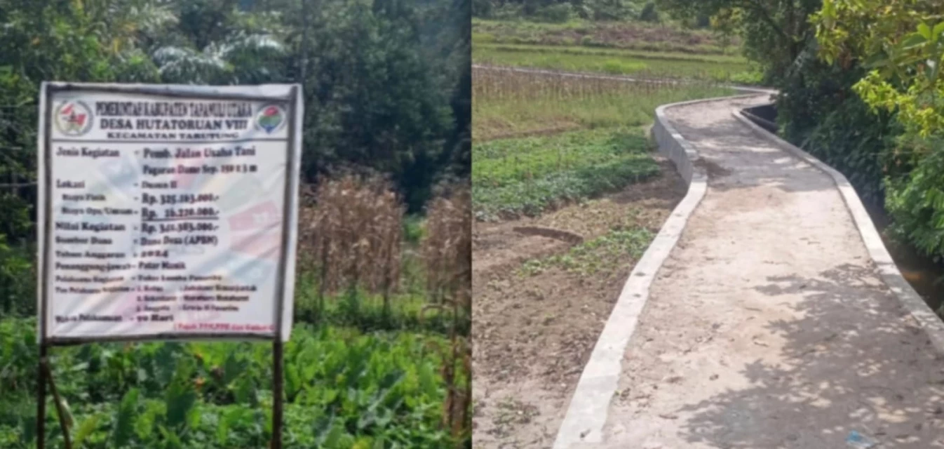 Baru Dikerjakan, Jalan Usaha Tani Desa Hutatoruan Sudah Retak