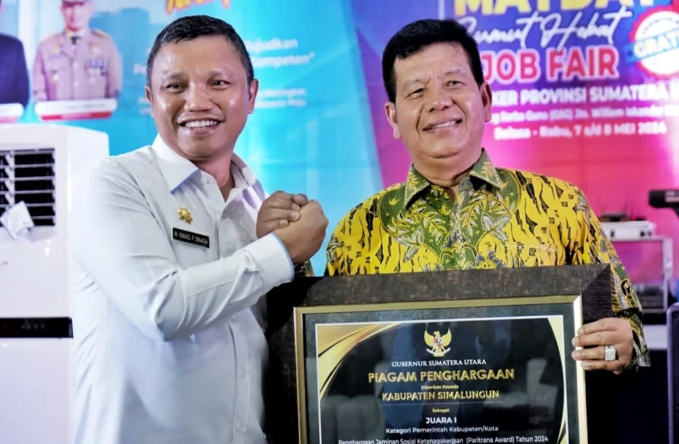 Bupati Simalungun Terima Penghargaan Paritrana Award Tahun 2024 Dari Pemprov Sumut